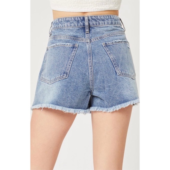 High rise distressed denim shorts - Picture 3 of 5